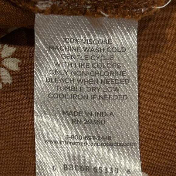 DIP Eco Friendly Brown Floral Tassel boho Tiered Long Sleeve Dress - Sz medium - Picture 5 of 5